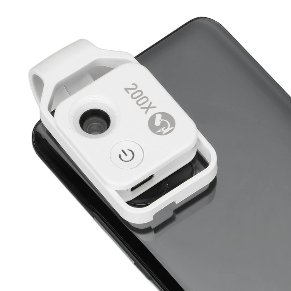 200X Phone Mini Microscope with LED Light, Portable Digital Microscope Camera Attachments with Universal Phone Clip USB Microscope Camera Accessory for 99% Smartphone