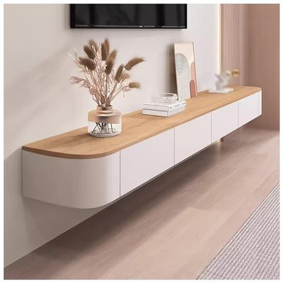 PetterShop Wall Mounted TV Cabinet,Floating TV Stand, Entertainment Media Console, Floating Shelves with Door, for Storage Hutch Under TV (Color : White, Size : 140cm)