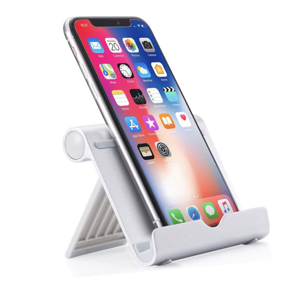 jojofuny Aluminum Alloy Phone Holder Compact Desktop Stand for Phones Tablets Design Anti-Slip Base for Office Home Use Silver