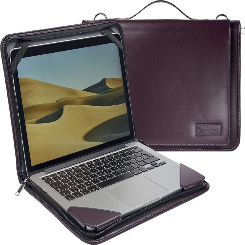Broonel - Contour Series - Purple Heavy Duty Leather Protective Case - Compatible with Dell Chromebook 11 3100 11.6" Touchscreen 2 in 1 Chromebook