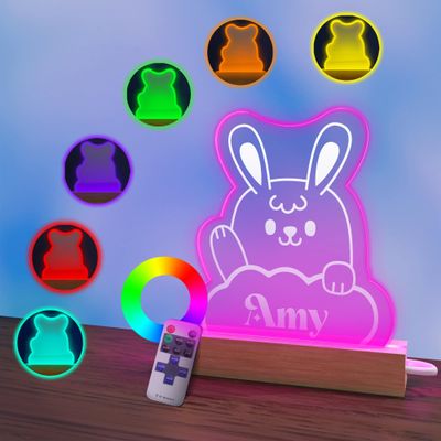 EGD Personalized Night Light Table for Bunny Decor | Bunny Lamp for Bedroom Decor | Kids Night Lights for Bedroom | Cute Desk Lamp for Boys Room Decor | Bedside Table Lamp for Kids | W5 x7 H (Rabbit)