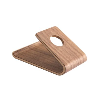 jojofuny Creative Curved Wooden Phone Holder for Desk Durable Walnut Phone Case Base Bracket for Smartphones and Tablets Viewing Office Home