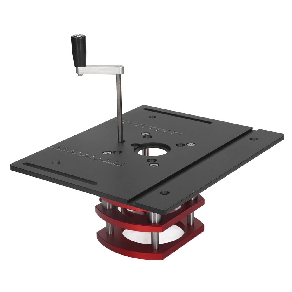 Router Table Router System Kit Manual Lifting Aluminum Alloy 240 x 200mm Woodworking Tool Mast R-II (Black)