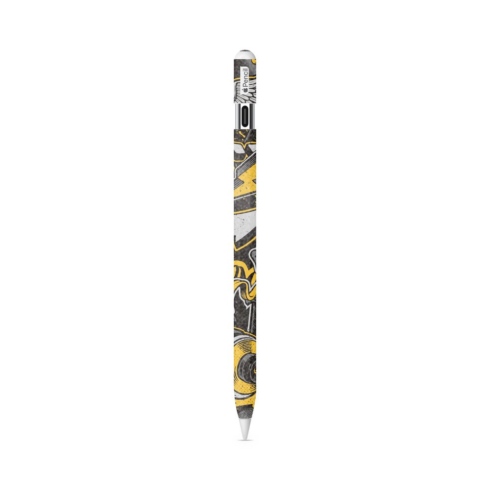 Glossy Glitter Compatible with Apple Pencil (USB-C) - Yellow Hip Hop - Premium 3M Vinyl Protective Wrap Decal Cover - Easy to Apply | Crafted in The USA by MightySkins