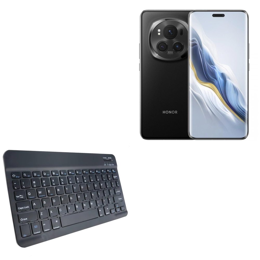 BoxWave Keyboard Compatible with Honor Magic6 - SlimKeys Bluetooth Keyboard, Portable Thin with Chiclet-Style Keys - Jet Black