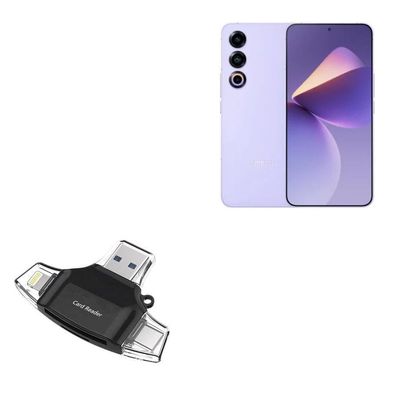 BoxWave Smart Gadget Compatible with Meizu 21 - AllReader SD Card Reader, microSD Card Reader SD Compact USB - Jet Black