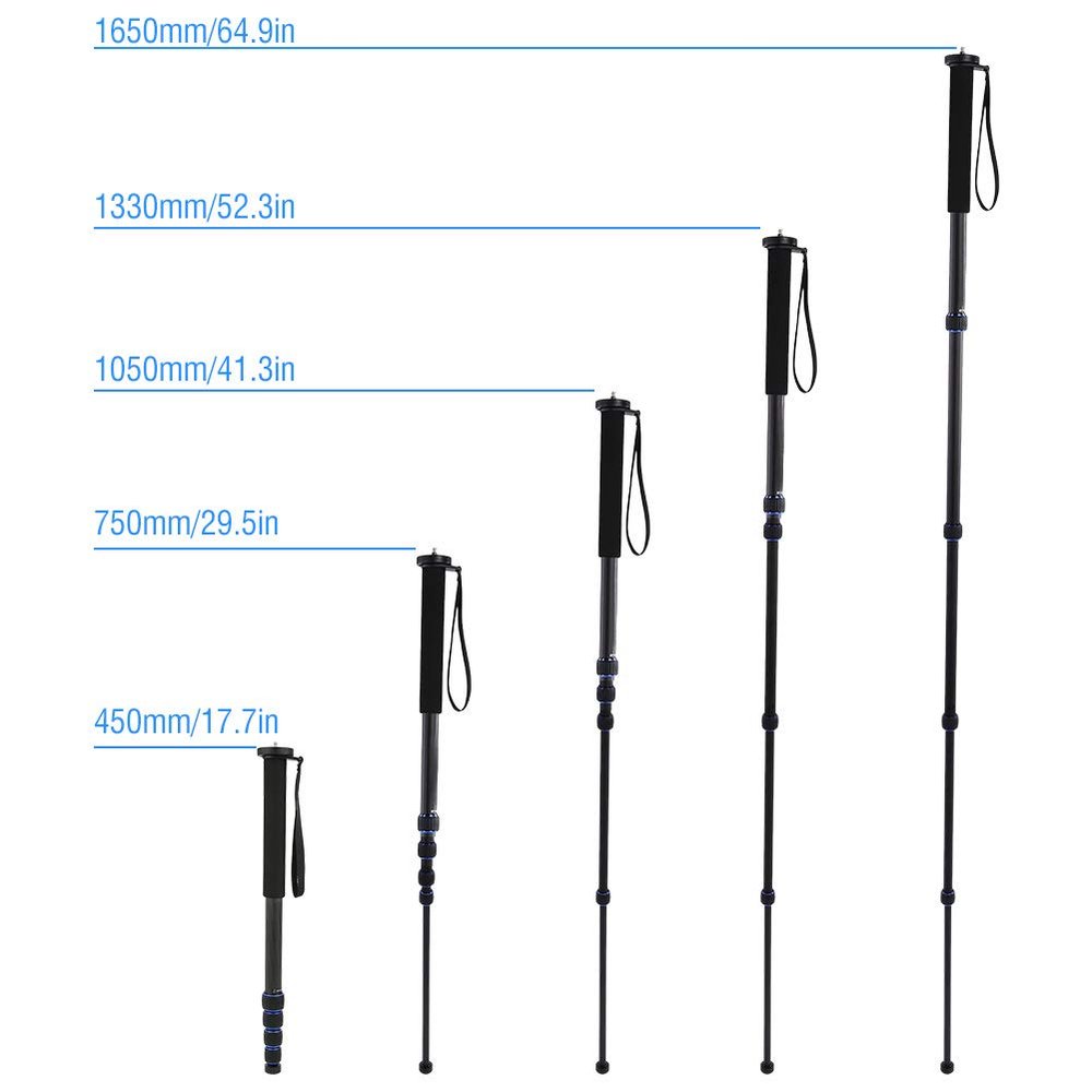 Telescopic Monopod C-222+M-1 Carbon Fiber Portable Outdoor Telescopic Monopod Tripod Mountaineering Cane for DSLR Camera