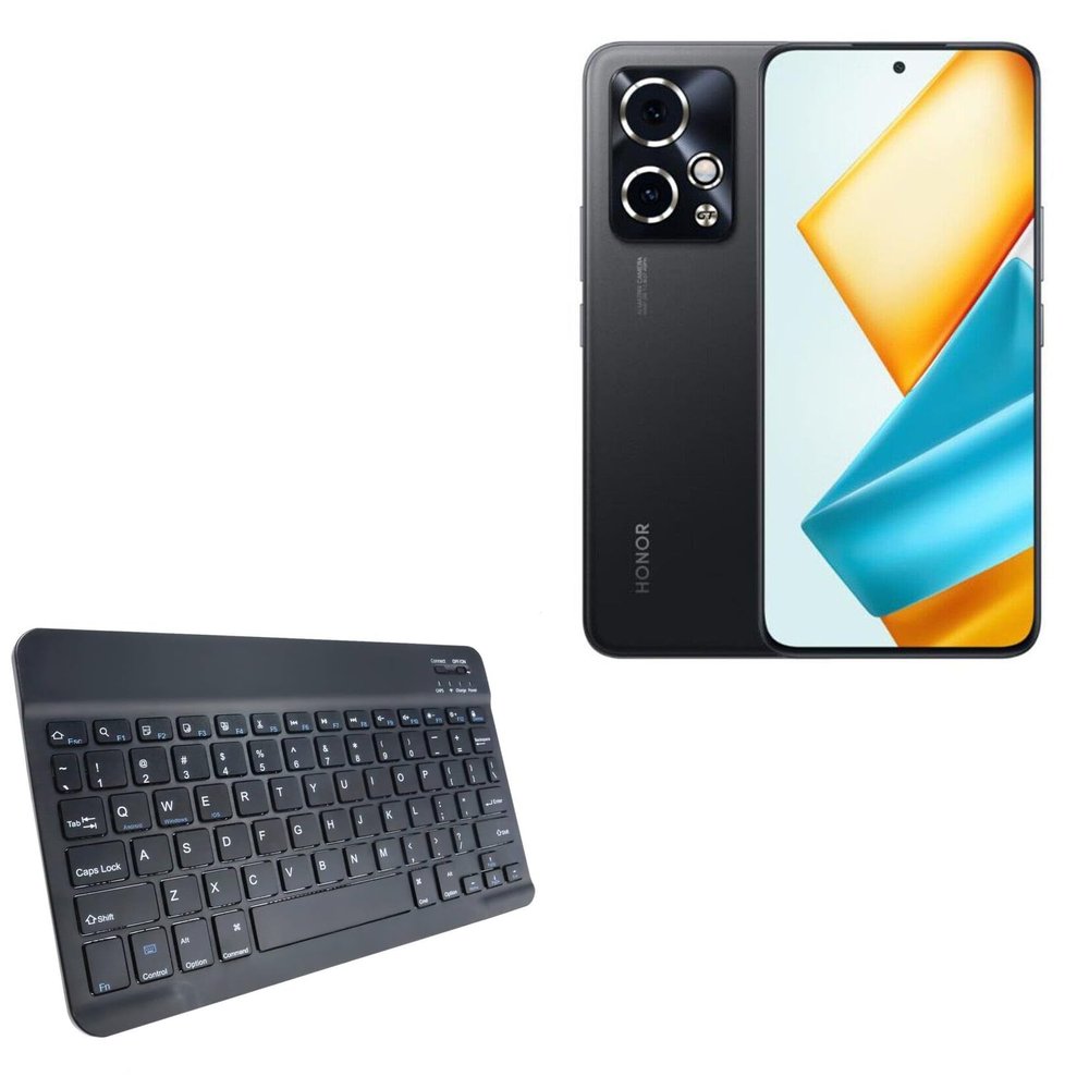 BoxWave Keyboard Compatible with Honor 90 GT - SlimKeys Bluetooth Keyboard, Portable Thin with Chiclet-Style Keys - Jet Black