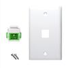 Generic FTTH One Port Keystone Wall Face Plate and a Fiber Optic SC APC to SC APC Simplex Coupler Insert (White Faceplate) view 1