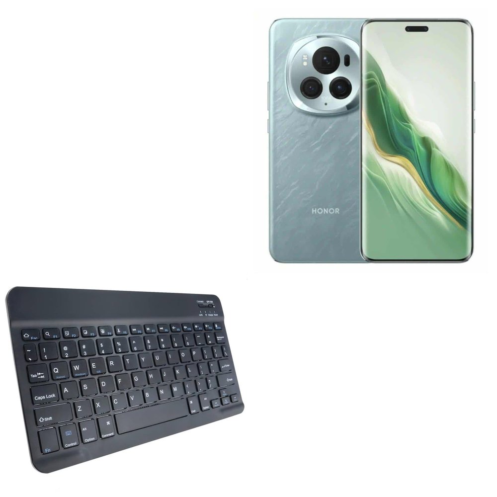 BoxWave Keyboard Compatible with Honor Magic6 Pro - SlimKeys Bluetooth Keyboard, Portable Thin with Chiclet-Style Keys - Jet Black