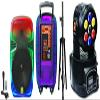 MR DJ PL15FLAME 15" Portable Translucent Bluetooth Speaker + Speaker Stand + 18-LED Moving Head DJ Light view 1