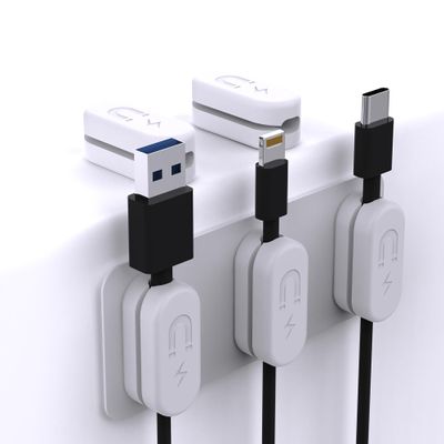 CHARGEWORX Pack of 5 Magnetic Cable Clips, Adhesive Cord Organizer for Desk, Nightstand, Wall or Car, Wire Holder for USB-C, Lightning and Micro-USB Cables