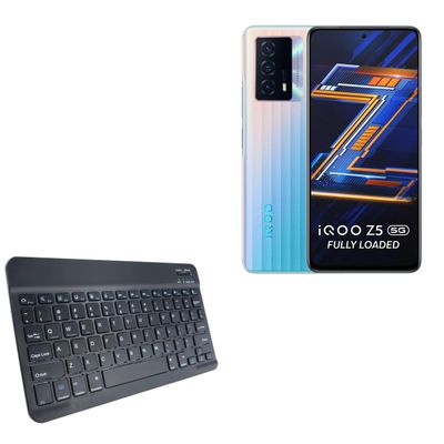 BoxWave Keyboard Compatible with iQOO Z5 (5G) - SlimKeys Bluetooth Keyboard, Portable Thin with Chiclet-Style Keys - Jet Black