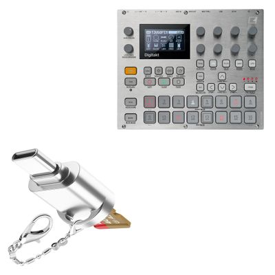 BoxWave Adapter Compatible with Elektron Digitakt E25 Edition - Micro SD Card miniReader, USB Type-C OTG Reader USB3.0 Adapter Keychain - Metallic Silver
