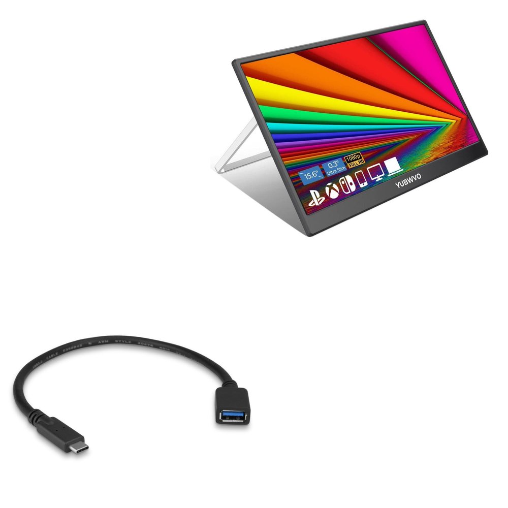 BoxWave Cable Compatible with YUBWVO FHD 1080P Portable Monitor (15.6 in) - USB Expansion Adapter, Add USB Connected Hardware to Your Phone