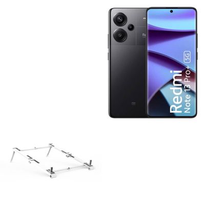 BoxWave Stand and Mount Compatible with Xiaomi Redmi Note 13 Pro+ - Pocket Aluminum Stand 3-in-1, Portable Multi Angle Viewing Riser - Metallic Silver