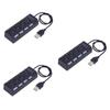 jojofuny 3pcs USB Multi Port Hub Port USB Expander for Laptop Notebook Compact Splitter Led Indicator Black view 1