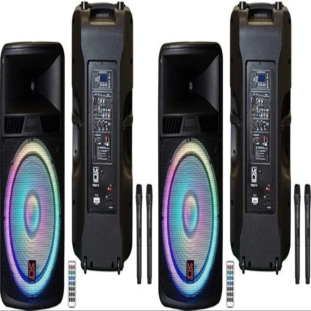 2 18" Power Speaker Built-in Battery/Bluetooth/Amplifier/SD/USB/FM Radio