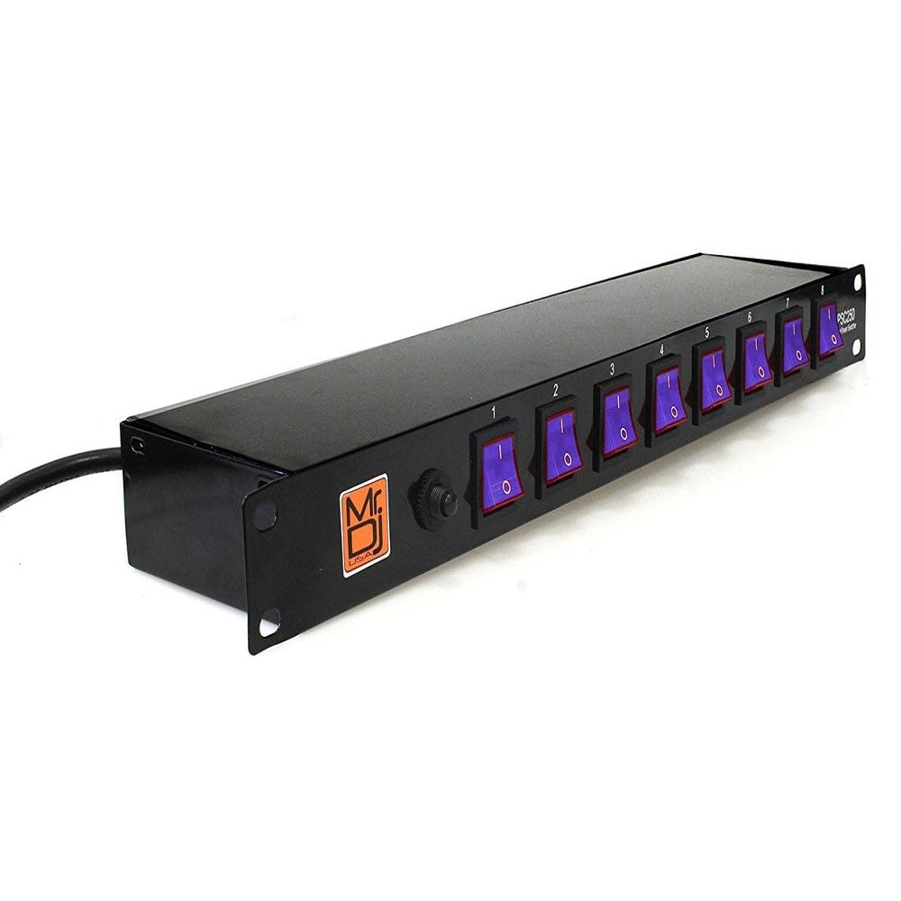 Mr. Dj USA PSC350 Power Switcher Surge Protectors Rack Mountable 8 Port Power Switcher Surge Protectors ON/Off Power Center
