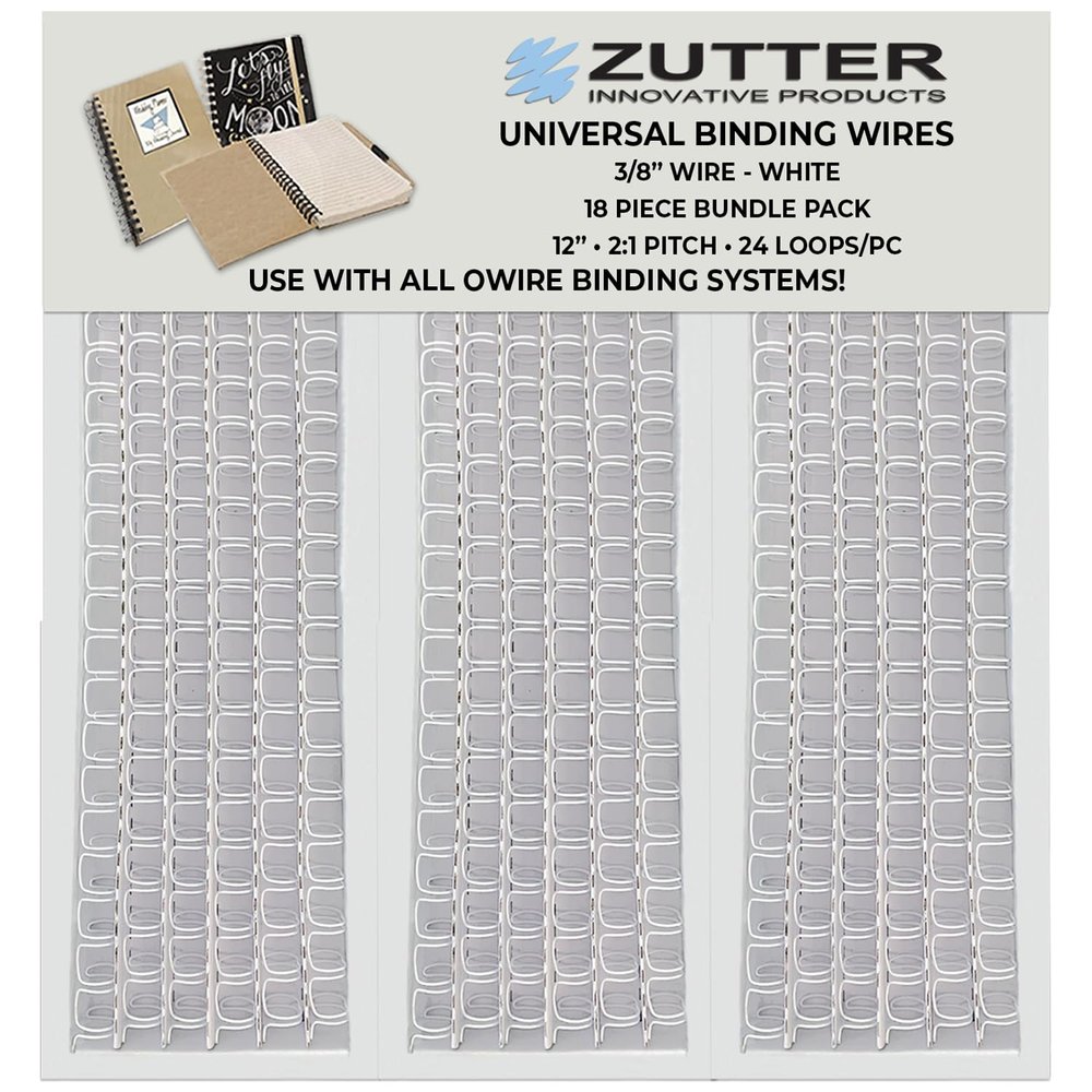 Zutter Binding Wires - White Bundle Pack - Use with Any and All owire Binding Systems! (Zutter Binding Wires 3/8" - White 18 Piece Bundle Pack)