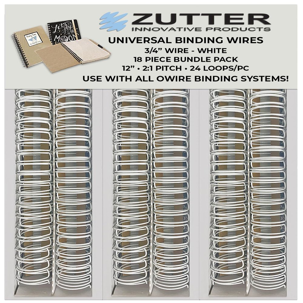 Zutter Binding Wires - White Bundle Pack - Use with Any and All owire Binding Systems! (Zutter Binding Wires 3/4" - White 18 Piece Bundle Pack)