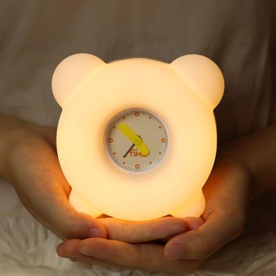 AVEKI Night Light for Kids, Cute Silicone Nursery Night Light with 30-Minute Timer & 3-Level Dimmable, Kids Alarm Clock for Bedroom, Rechargeable Bedside Touch Lamp Gifts for Boys Girls (Clock)