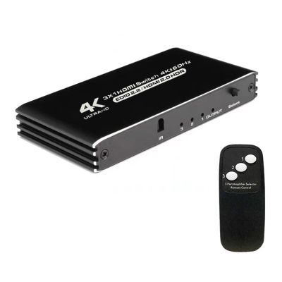 MOUDOAUER 3 in 1 Out 4K HDMI Switch 3-Port Display Selector HDMI Splitter Switcher with Remote Control for HDTV PC Gamepad Console