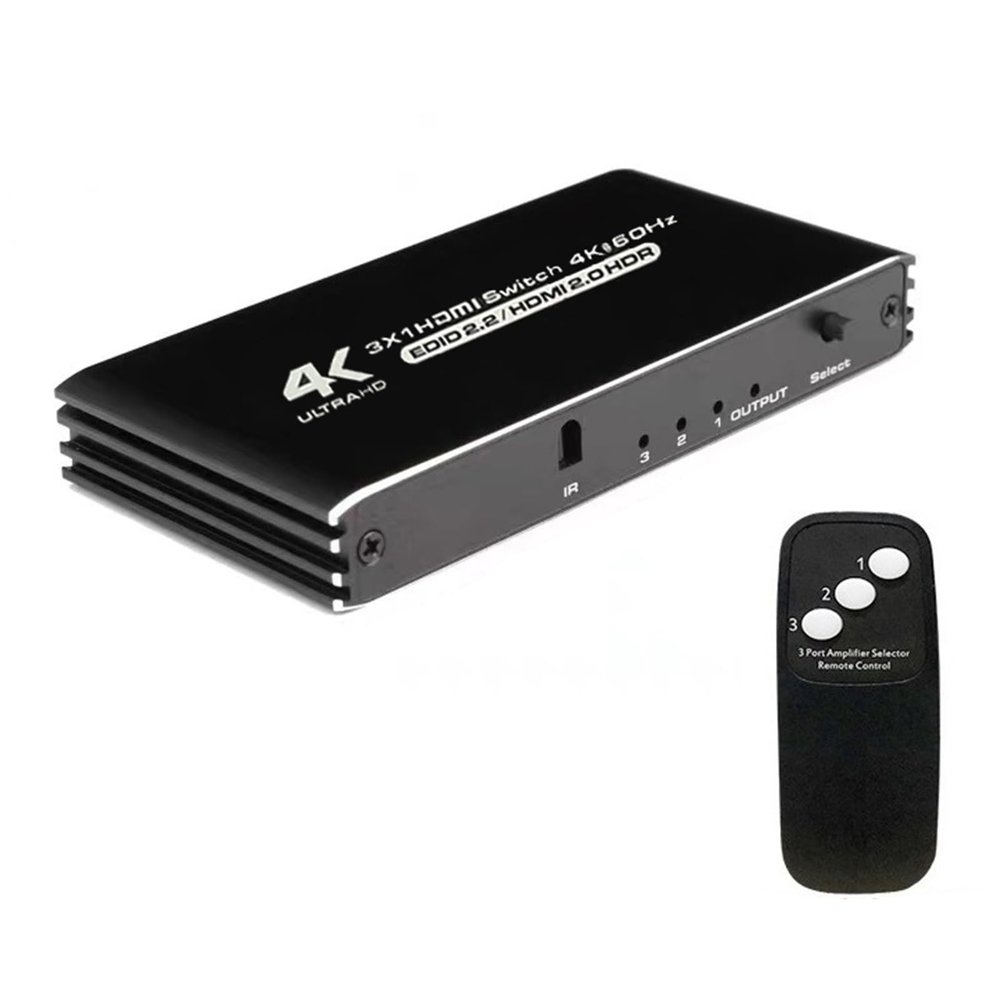 MOUDOAUER 3 in 1 Out 4K HDMI Switch 3-Port Display Selector HDMI Splitter Switcher with Remote Control for HDTV PC Gamepad Console