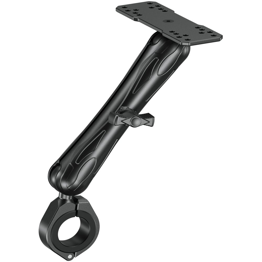 VAZESWIN Aluminum Alloy 1.5" Ball Fish Finder Mount with Bar Clamp Base Fit 1.5'' 1.75'' 1.85'' 2'' 2.1'' Round Rail, 9.1" Long Arm Marine Electronic Mount for Garmin, Lowrance, Humminbird, Raymarine