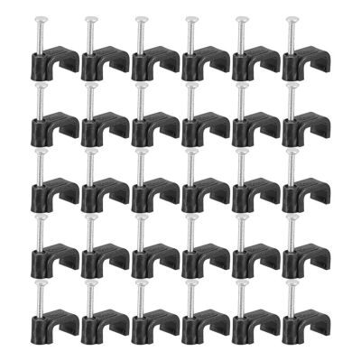 MAISIFAN 100Pcs Steel Half Clamps J Hooks with Nails Pipe Support Clamps Plumbing Wires Fixing Tools Cable Clips (Color : Black, Size : Diameter 14mm)