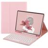 AnMengXinLing Galaxy Tab S10 Plus/S9 Plus/S9 FE Plus/S8 Plus/S7 Plus/S7 FE 12.4inch Tablet Case with Keyboard, Round Key Cute Candy Detachable Wireless Keyboard Case with S Pen Holder, Pink view 1