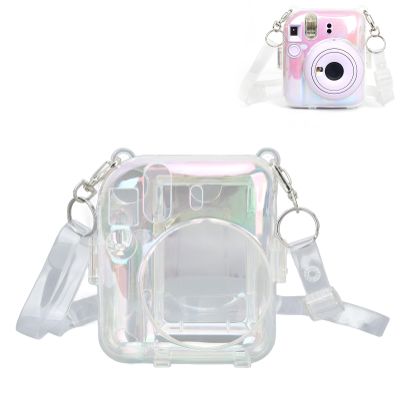 EBTOOLS Clear Protective Case for Mini 12, Transparent Colorful Camera Bag Cover with Removable Adjustable Shoulder Strap, Cute Camera Carrying Pouch