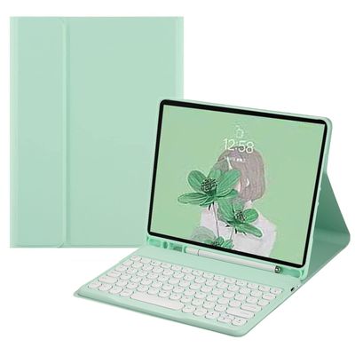 AnMengXinLing Galaxy Tab S10 Plus/S9/S8/S7 12.4" Detachable Keyboard Case with S Pen Holder, Cute Candy Round Key, Mint Green