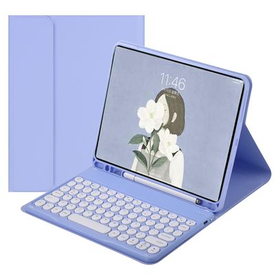 AnMengXinLing Keyboard Case for Galaxy Tab A11+/A9+ Plus 11 Inch 2025/2023, with S Pen Holder Round Key Cute Candy Magnetic Detachable Wireless Bluetooth Keyboard Cover, Purple
