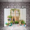 10x6.5ft(300x200cm) Spring Easter Photography Backdrops Wood Barn Eggs Flowers Happy Easter Background for Photo view 2