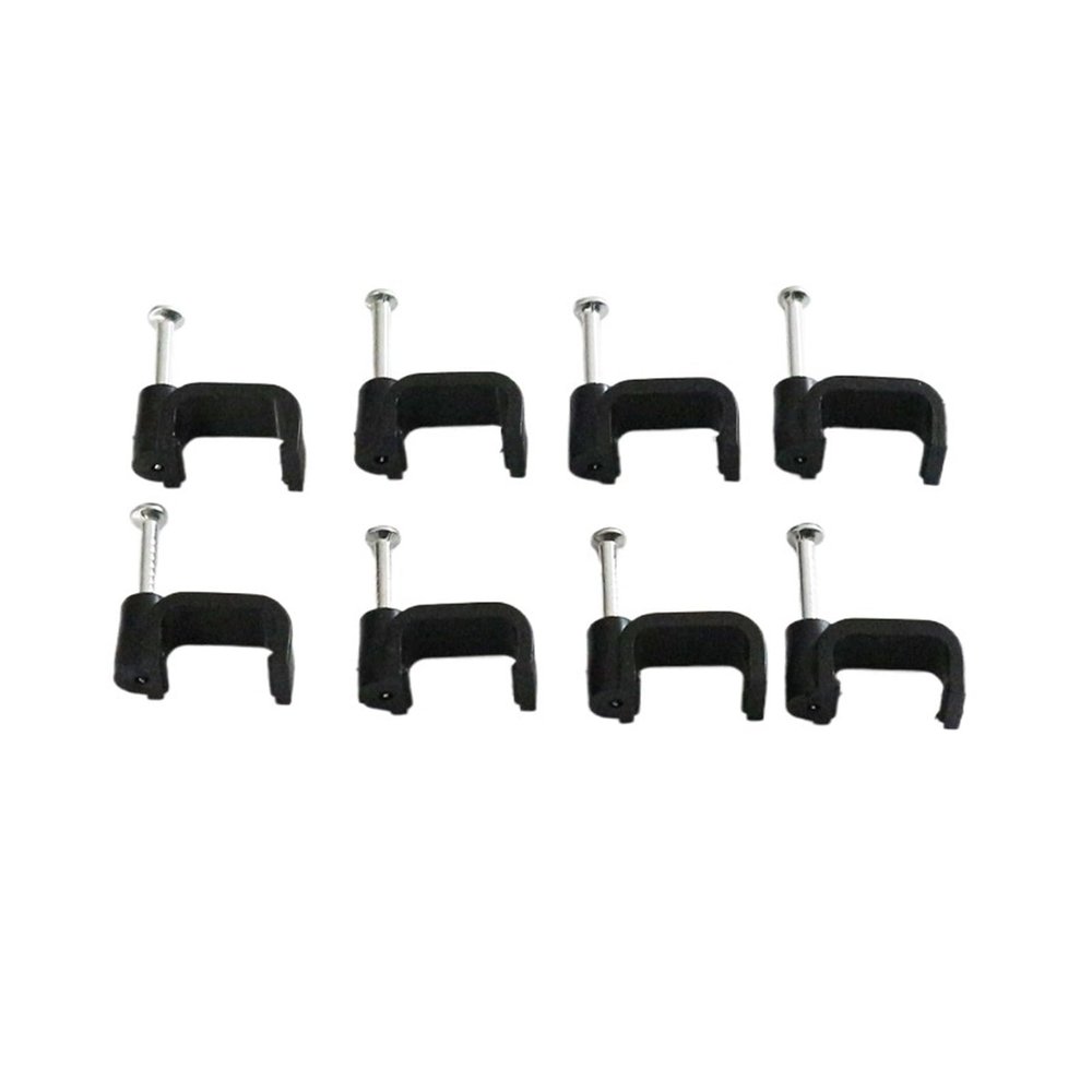 100Pcs Flat Nail Cable Clip Mount Wall Home DIY Square Clamp Office Card Fixing (Color : Black, Size : 14mm 100PCS)