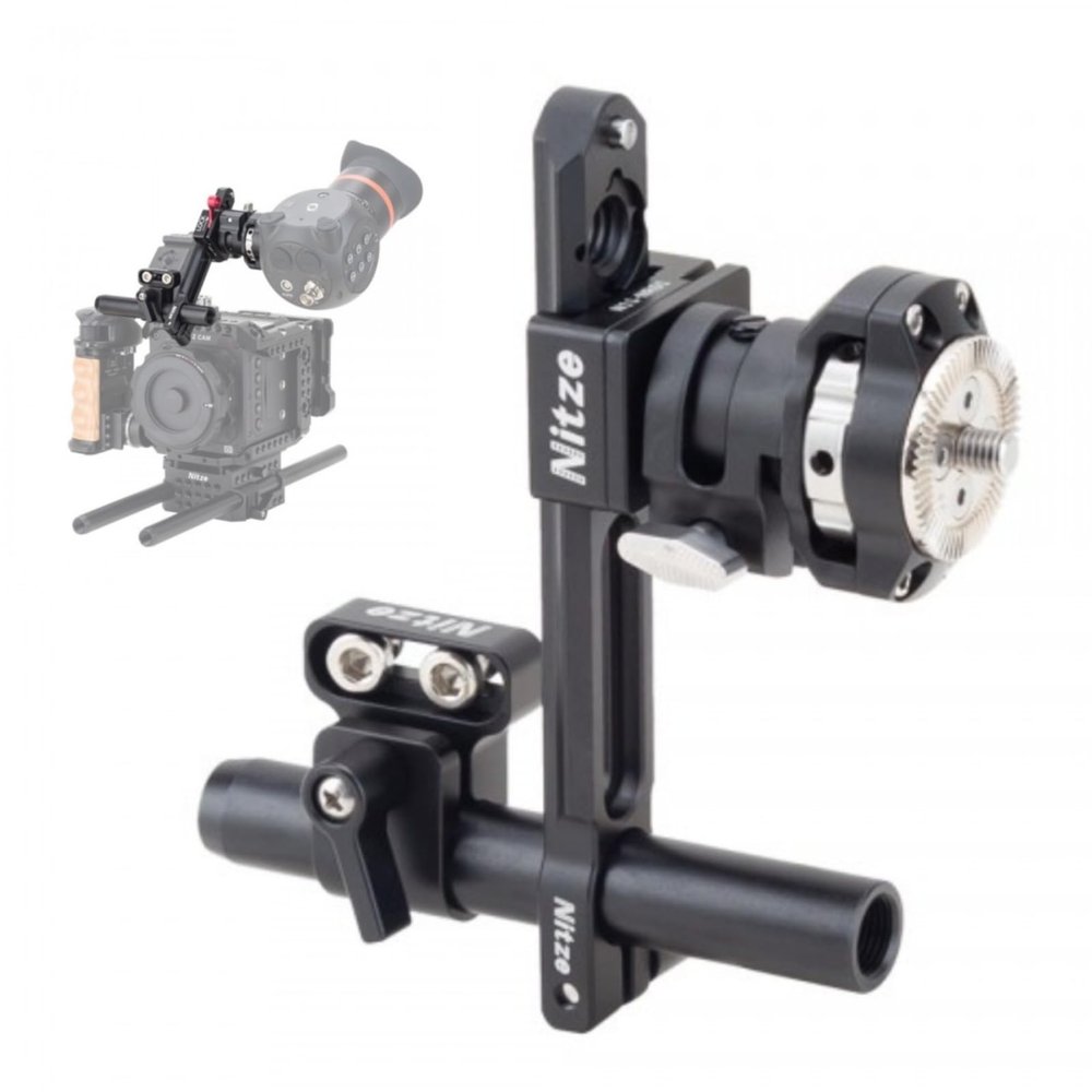 DirectNine Basics Nitze EVF-K03 Universal EVF Mount with QR NATO Clamp to ARRI Rosette Holder, NATO Rail and 15mm Rod Anti-Off NATO Rail Compatible with Portkeys OEYE Z Cam Electronic Viewfinder