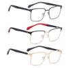 bullabulling Blue Light Blocking Reading Glasses for Men Anti Computer Glare Eyestrain Spring Hinge Readers 3 Pack (gray/black red/gold, 3.0, x) view 4