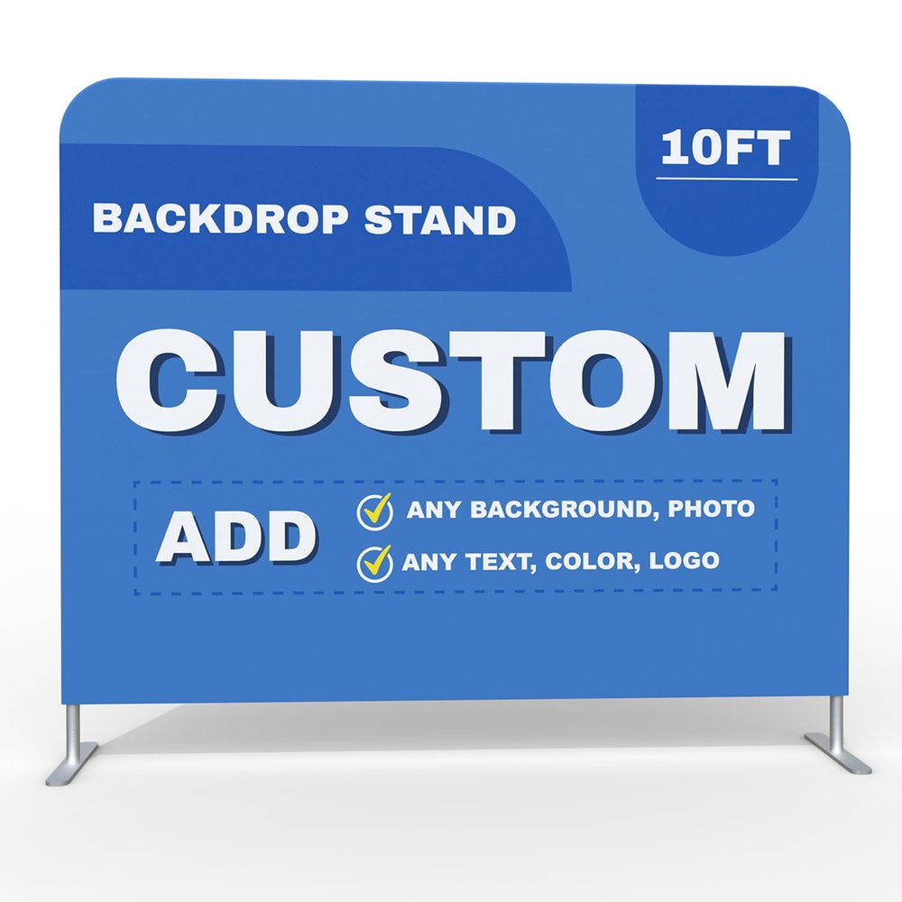10x8FT Custom Business Backdrop Kit Advertising Background for Event Trade Show with Frame Base