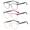 bullabulling Blue Light Blocking Reading Glasses for Men Anti Computer Glare Eyestrain Spring Hinge Readers 3 Pack (gray/black red/gold, 0.0, x) view 1