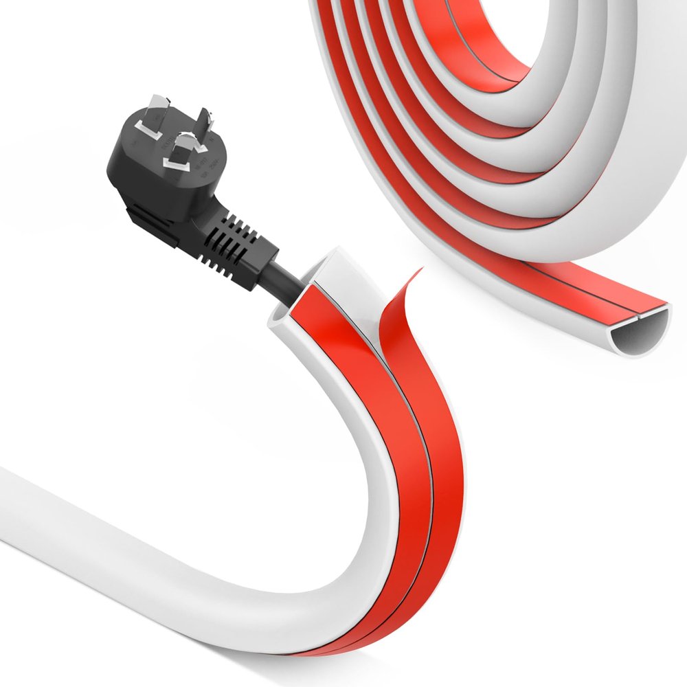 UOMTFAI Wall Cord Hider 39 Inch - Self-Adhesive Wire Cover Raceway for Walls, Flexible PVC Cable Concealer for Home and Office, W0.59 H0.39in - White