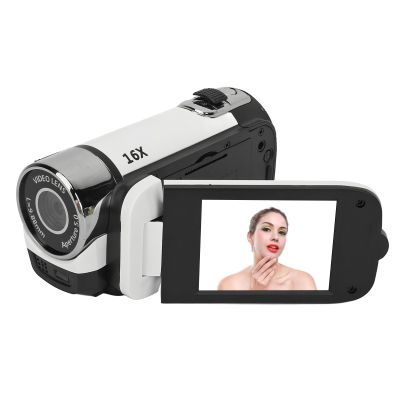 1080P Digital Video Camcorder, 16MP 2.4inch Rotatable Screen Camera with 16X Zoom Fill Light for Vlogging Travel Recording (White)