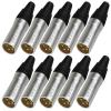 RIVIERA Geisler XLR 3 Pin Male XLR 3 Pin Female Plug Gold-Plated Copper Contacts Fine Silver Nickel Metal Housing with Muficolored Rubber Ring (Silver-housing Black-Mark Male) 10 Pack view 1