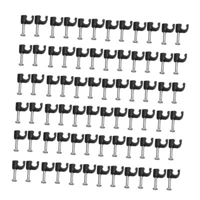Homoyoyo 100pcs Cable Winder Wall Clamp Black Plastic Cord Fixer for Organizing Telephone Cords More for Home Office and School Use