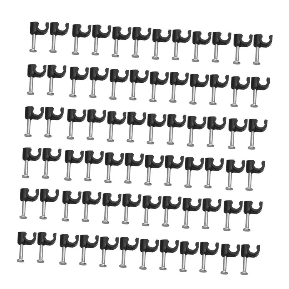 Homoyoyo 100pcs Cable Winder Wall Clamp Black Plastic Cord Fixer for Organizing Telephone Cords More for Home Office and School Use