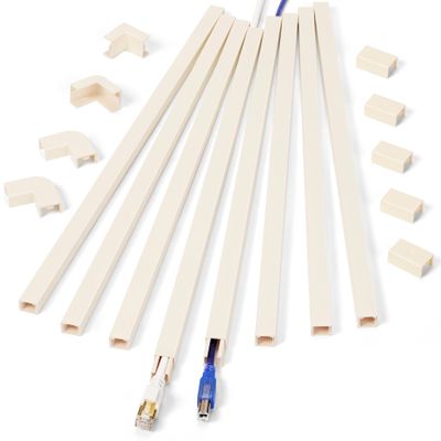 Cord Hider Wall for One Cord, 136in Wire Covers Wall, Easy Install Cable Cover Kit, Cable Raceway Beige, Wire Management Wall, 8X L17in W0.6in H0.4in