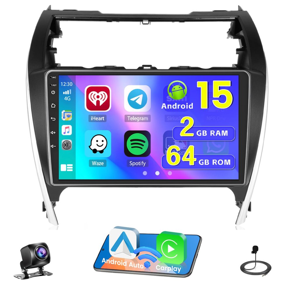 [HiFi 4Core 64G] Android 15 Car Stereo for 2012-2014 Toyota Camry Radio, Hikity 10.1'' Touchscreen Camry Radio Wireless Carplay Stereo Android Auto, GPS/5G WiFi/Bluetooth, EQ/FM SWC/Backup Cam+MIC