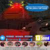 Solar Outdoor Motion Sensor Alarm with 13Sounds, WONFAST 130db Dual Speaker Gunshot Dog Barking Sound Recording and Adjustable Volume Warning Security Strobe Light for Farm Yard Orchard Barn (1PCS) view 2