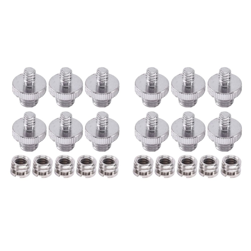 Baglaum 2pcs 1/4 Inch 3/8 Inch Converter Threaded Screw Adapter Mount Set Camera/Tripod/Monopod/Ballhead/Light Stand