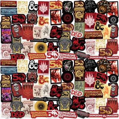 Dungeons and Dragons Year of The Dragon 100ct Vinyl Large Deluxe Stickers Variety Pack - Laptop, Water Bottle, Scrapbooking, Tablet, Skateboard, Indoor/Outdoor